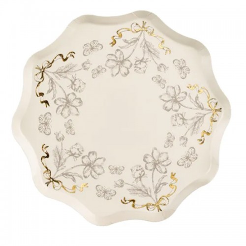 Pratos Flores Laços Dourados